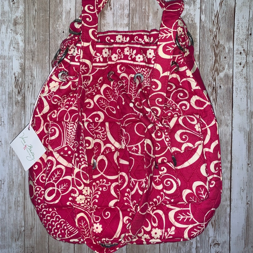 Vera Bradley Raspberry Pink and Cream Quilted Shoulder Bag